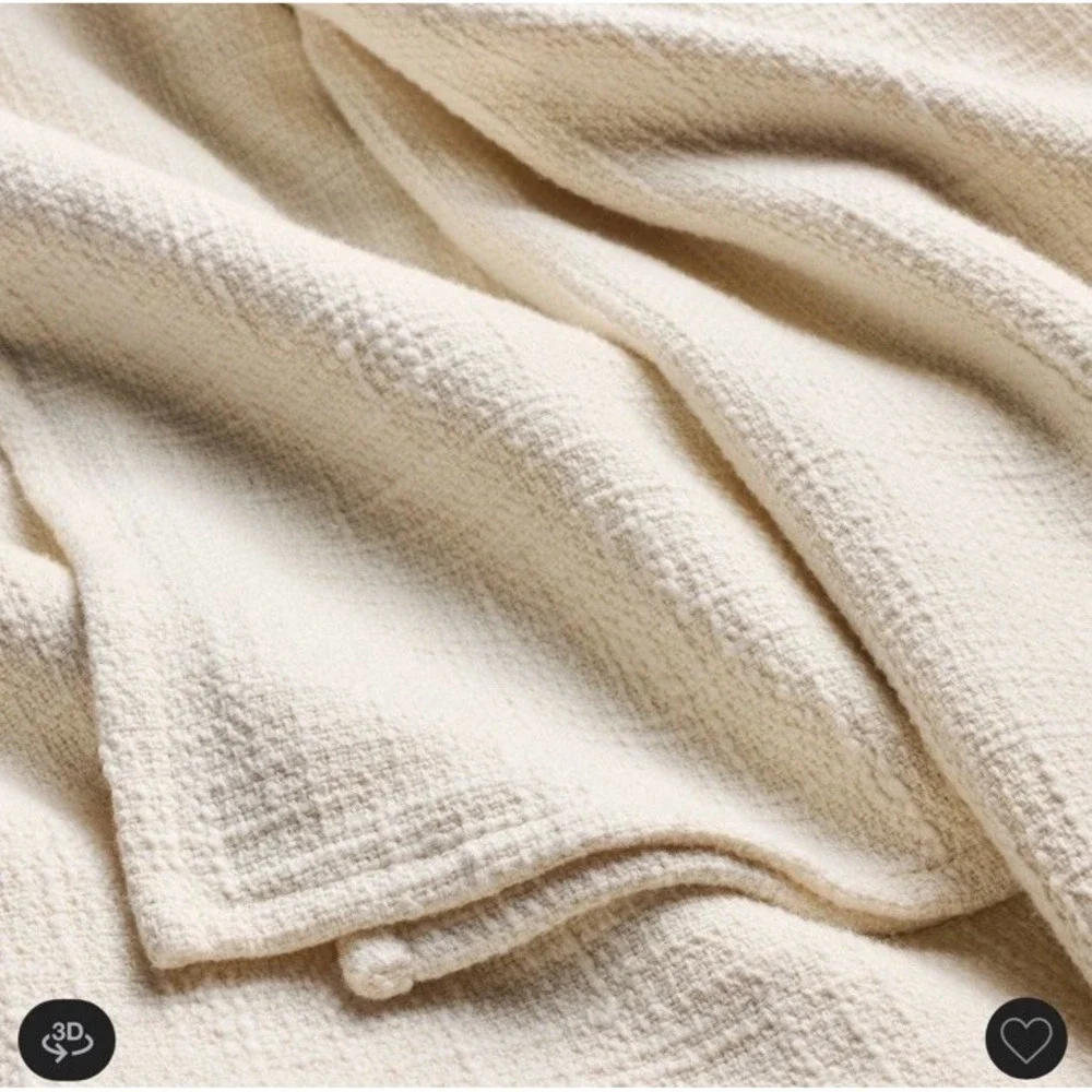 Casaluna Cotton Blanket Coverlet Ivory Cream Textured Shabby Chic Cottage KING